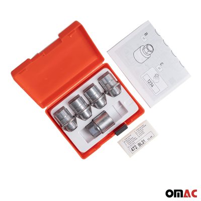 Wheel Lock Kit for LEXUS ES NX RX5 UX M12X1,5 Galvanized Silver 4Locks & 1Key