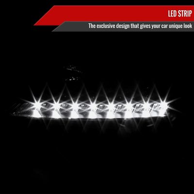 2005-2010 Pontiac G6 Projector Headlights w/ LED Light Strip Black/Smoke Lens