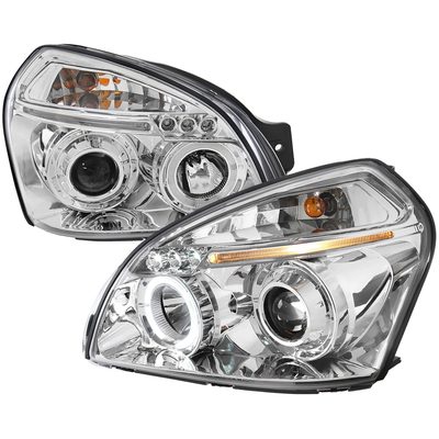 2005-2009 Hyundai Tucson Single Halo Projector Headlights Chrome/Clear Lens