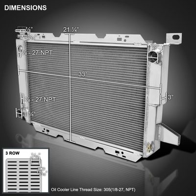 1985-1997 Ford Bronco/F Series V8 Aluminum 3-Row Performance Radiator