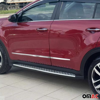 2017-2022 Kia Sportage Side Door Molding Trim Skirt Garnish Stainless Steel Silver 4Pcs