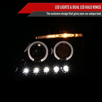 1997-2004 Ford F-150 / Expedition Dual Halo Projector Headlights Jet Black