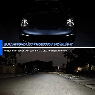 For Porsche 911 997.2 2009-2013 LED Projector DRL Headlights Matte Black Glossy Accents Clear Lens