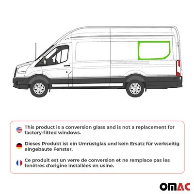 2015-2026 Ford Transit Window Glass Mid-High Roof Rear Left Side L4 Black