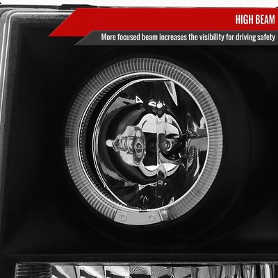 2007-2014 GMC Sierra SMD Dual Halo Projector Headlights Matte Black/Clear Lens