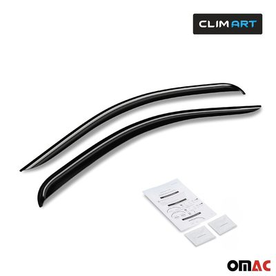 Clim Art Wind Deflectors for Jeep Wrangler JK 2007-2018 Shatterproof Smoke 2 Pcs
