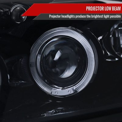2007-2012 Dodge Caliber Dual Halo Projector Headlights Glossy Black/Smoke Lens