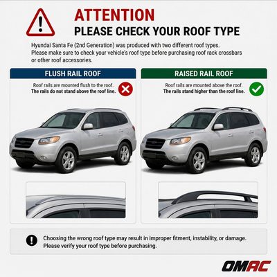 2007-2012 Hyundai Santa Fe Roof Rack Cross Bars Silver