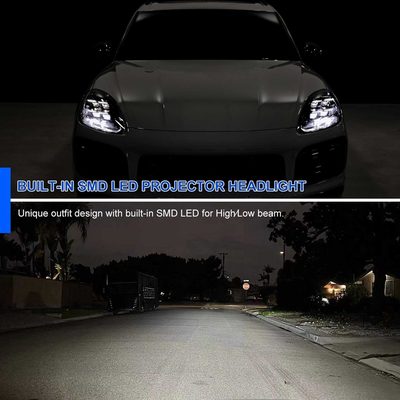 For Porsche Cayenne 2018-2023 Matrix LED Projector Headlights DRL Dynamic Black Clear Lens Glossy Accents