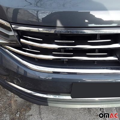 2022-2024 VW Tiguan Front Bumper Grill Trim Molding Stainless Steel Silver 4 Pcs