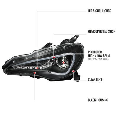 2012-2017 Scion FRS/ Toyota 86 LED Bar Headlights LED Signal Lights Black