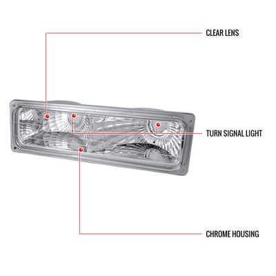 1988-1999 Chevy Suburban/Silverado/Tahoe/Sierra/Yukon Bumper Lights Chrome