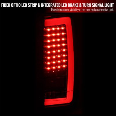 2004-2015 Nissan Titan LED Tail Lights with White LED Tube Glossy Black/Smoke