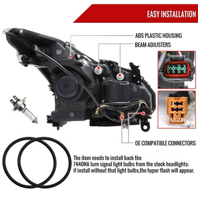 2008-2013 Infiniti G37/ 2014-2015 Q60 LED Signal Headlights Chrome Glossy Black