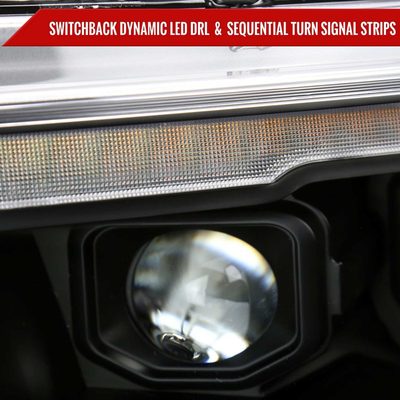 For Dodge RAM 1500 2019-2024 LED Headlights Turn Signals LED Pulsing Glow Matte Black Housing Clear Lens