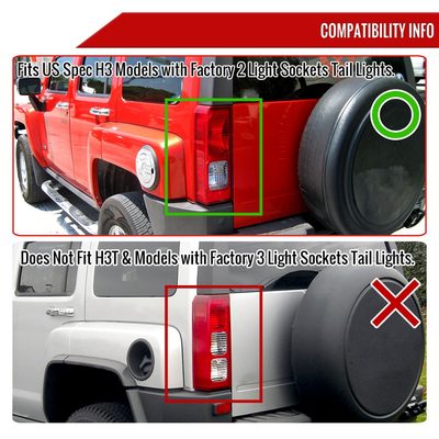 2005-2010 Hummer H3 LED Tail Lights Chrome Housing/Smoke Lens
