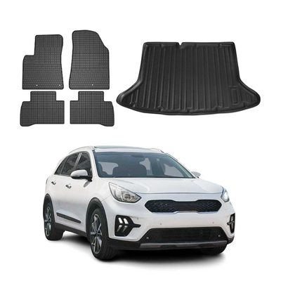 2017-2022 Kia Niro 1.gen Floor Mats & Cargo Liner Full Set All Weather Black