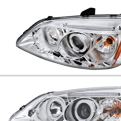 2001-2003 Honda Civic Dual Halo Projector Headlights Chrome/Clear Lens