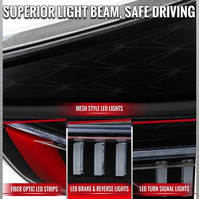 For Toyota Sienna 2011-2014 Full LED Tail Lights Sequential Red Fiber Black Clear Lens Jet Housing