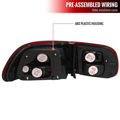 1992-1995 Honda Civic 3DR Hatchback Tail Lights Chrome/Red Smoke Lens