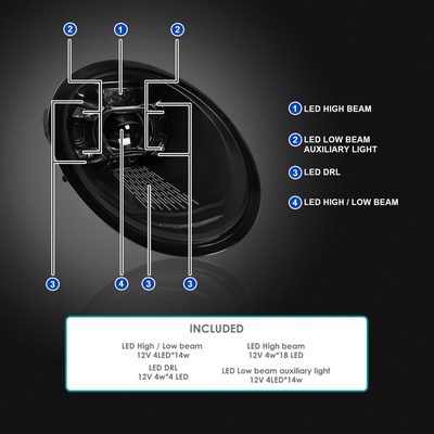 For Porsche 911 997.2 2009-2013 LED Projector DRL Headlights Matte Black Glossy Accents Clear Lens