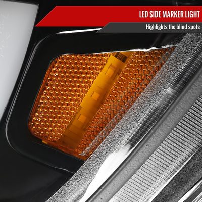 2015-2021 Chevy Colorado LED Bar Projector Headlights Glossy Black/Clear Lens