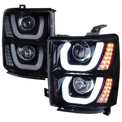 2014-2015 Chevy Silverado 1500 LED U-Bar Headlights LED Signal Lights Smoke