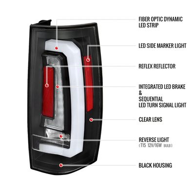 2007-2014 Chevy Tahoe/Suburban/Yukon/Denali LED Signal Tail Lights Matt Black