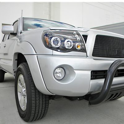 2005-2011 Toyota Tacoma Dual Halo Projector Headlights Matte Black/Clear Lens