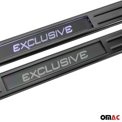 2018-2024 VW Tiguan Door Sill Scuff Plate Illuminated Stainless Steel Dark 4 Pcs