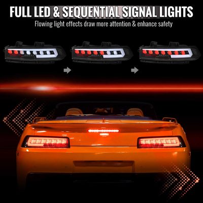 For Chevrolet Camaro 2014-2015 Full Red LED Sequential Tail Light Black Housing Clear Lens