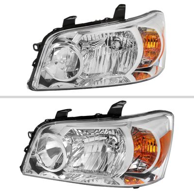 2004-2007 Toyota Highlander Factory Style Headlights Chrome/Clear Lens