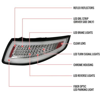 2005-2008 Porsche 911 997 / 2007-2009 911 997 GT3 LED Tail Lights Chrome/Clear