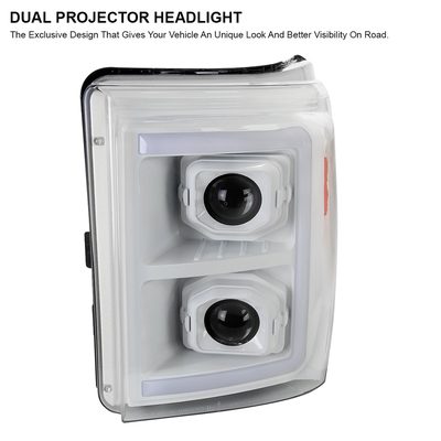 2011-2016 Ford F-250/350/450/550 LED CBar Projector Headlights White Housing