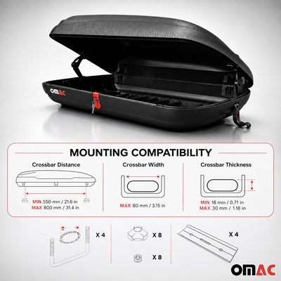 Roof Cargo Box 11.3 Cubic Feet Carbon Fiber Textured