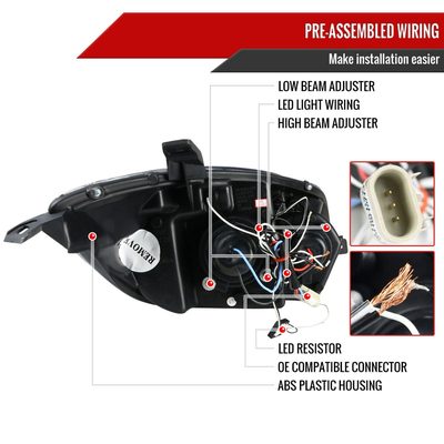 2006-2011 Mitsubishi Eclipse Dual Halo Projector Headlights Jet Black/Clear