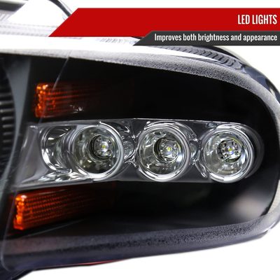 1997-2000 Dodge Avenger Chrysler Sebring Coupe Dual Halo Headlights Black