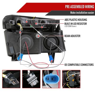 2004-2012 Chevy Colorado/GMC Canyon LED Headlights&Corner Lamp Smoke