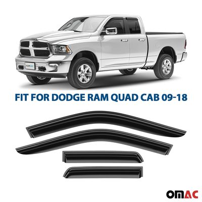 Clim Art Wind Deflectors for Dodge Ram 1500 Classic 2019-2025 Quad Cab Smoke 4x