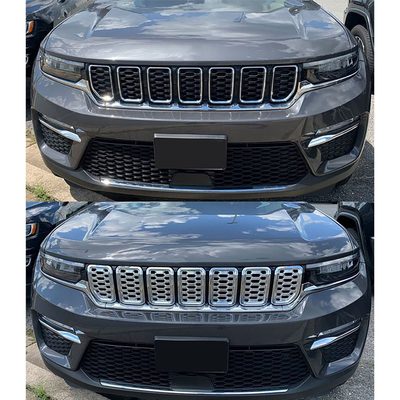 2021-2025 Jeep Grand Cherokee L Grille Overlay Chrome 8Pcs ABS Plastic