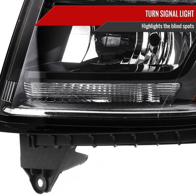 2015-2020 Chevy Tahoe/Suburban LED Strip Projector Headlights Black/Clear Lens