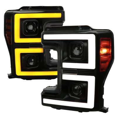 2017-2019 Ford F-250 F-350 F-450 F550 LED C-Bar Headlights Signal Glossy Black