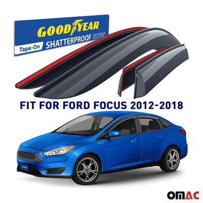 Goodyear Wind Deflectors for Ford Focus 2012-2018 Sedan & Hatchback Smoke 4x
