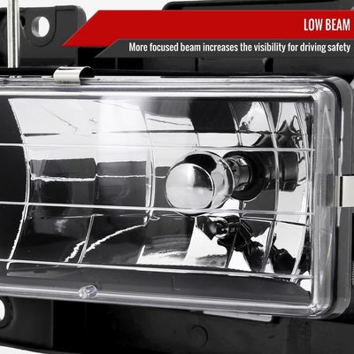 1988-1998 Chevy C/K C10/Tahoe/Sierra/Yukon/Suburban Crystal Headlights Black