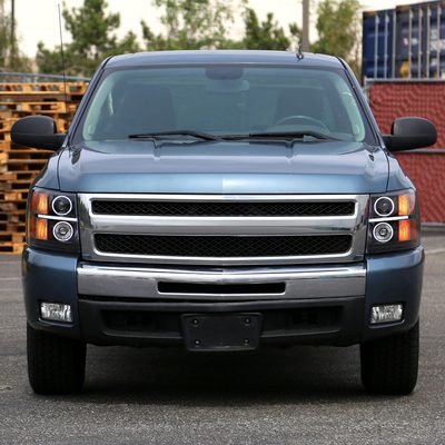 2007-2013 Chevy Silverado 1500 2500HD 3500HD Dual Halo LED Headlights Black