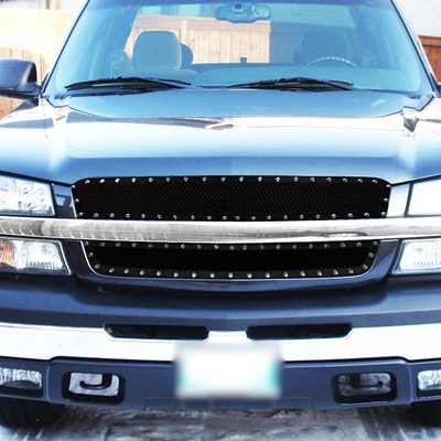 2003-2006 Chevy Silverado/Avalanche Rivet Black Steel 2PC Mesh Grille Insert