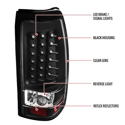 1999-2002 Chevy Silverado/ 99-2006 GMC Sierra V2 LED Tail Lights Matt Black