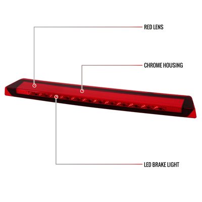 1999-2004 Ford Mustang LED 3rd Brake Light Chrome Housing/Red Lens