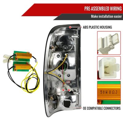 1997-2007 Ford F-150/F-250/350/450/550 Styleside LED Tail Lights Chrome/Red
