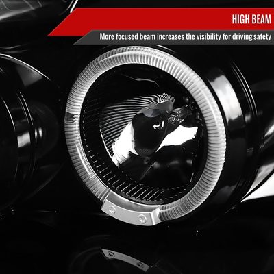 2005-2007 Dodge Magnum Dual Halo Projector Headlights Jet Black/Clear Lens